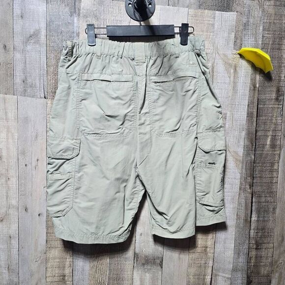 REI Nylon Cargo Shorts Beige Flexible Waistband 9 Pocket Size Large Utility Outd - Picture 2 of 4